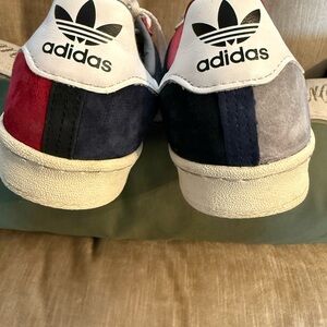 Adidas Red, Blue, and Gray Suede Sneakers